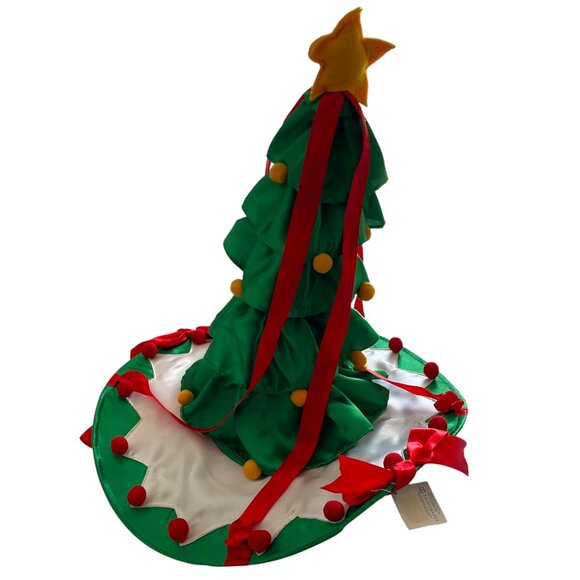 Department 56 Accessories - Department 56 Christmas Tree Hat Holiday Costume / Tags RARE Green Satin